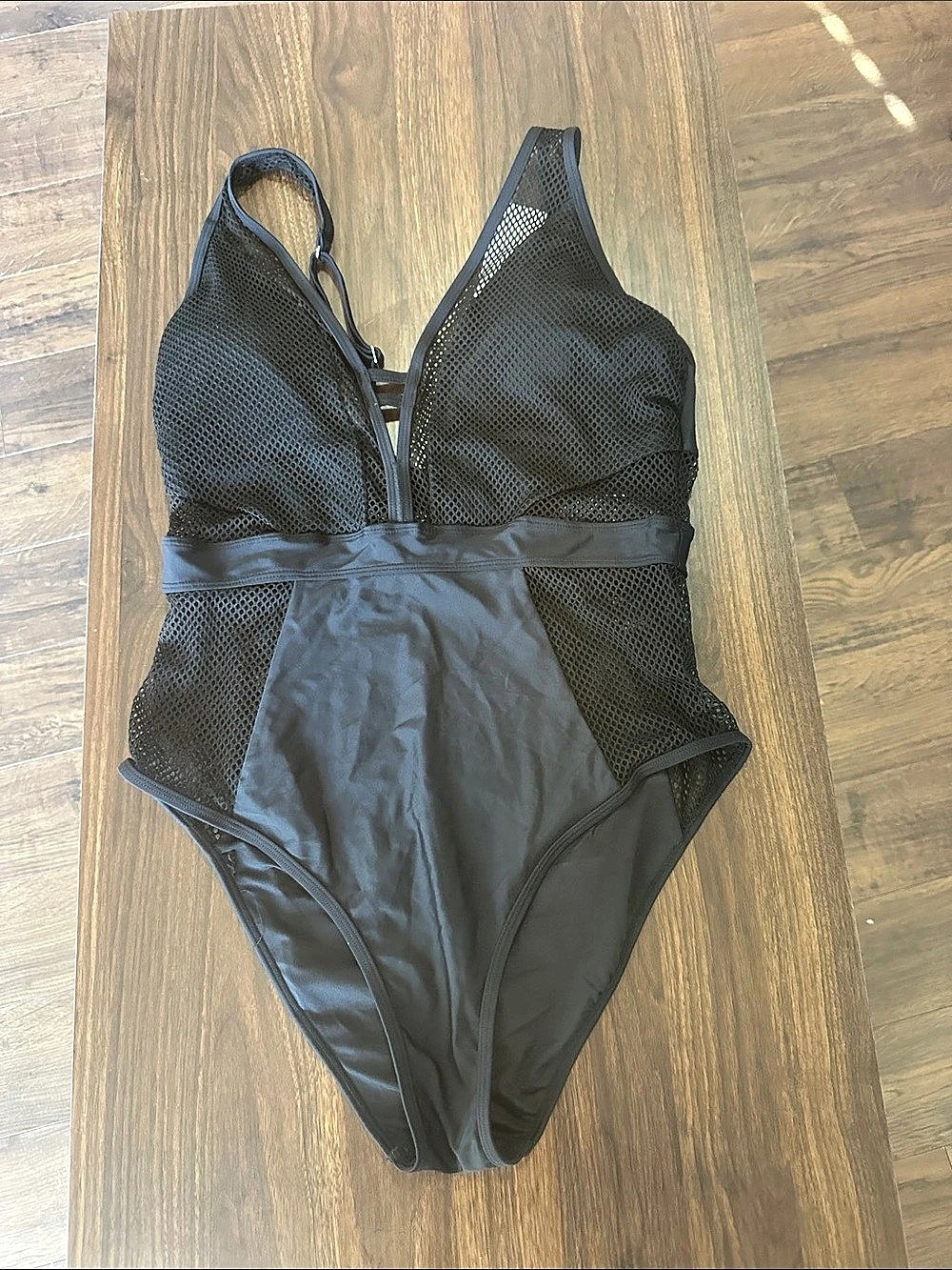 Cupshe Mesh One Piece Swimsuit Black Large NWT